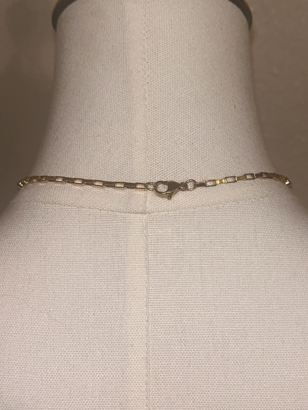 Gold Initial 'N' Charm Necklace with Multicolor CZ Loop, Heart & Green stone - Picture 5 of 5